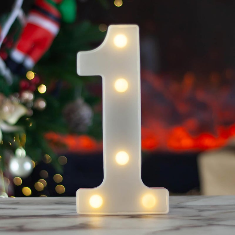 SKYPHAROS LED Marquee Numbers, 0-9 Light Up Letters, Battery Powered LED Letter Lights for Birthday Party, Christmas Night, Home, Bar, Graduation, Wedding Decoration(1) - Image 1